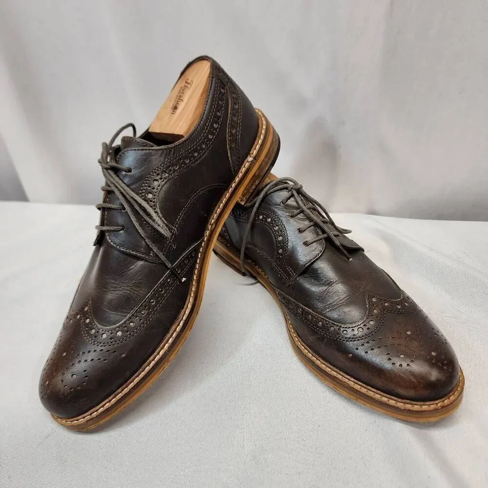 Red Tape Mens 10 Brown Leather Stitch Down Oxford Dress Shoes, Business Professi